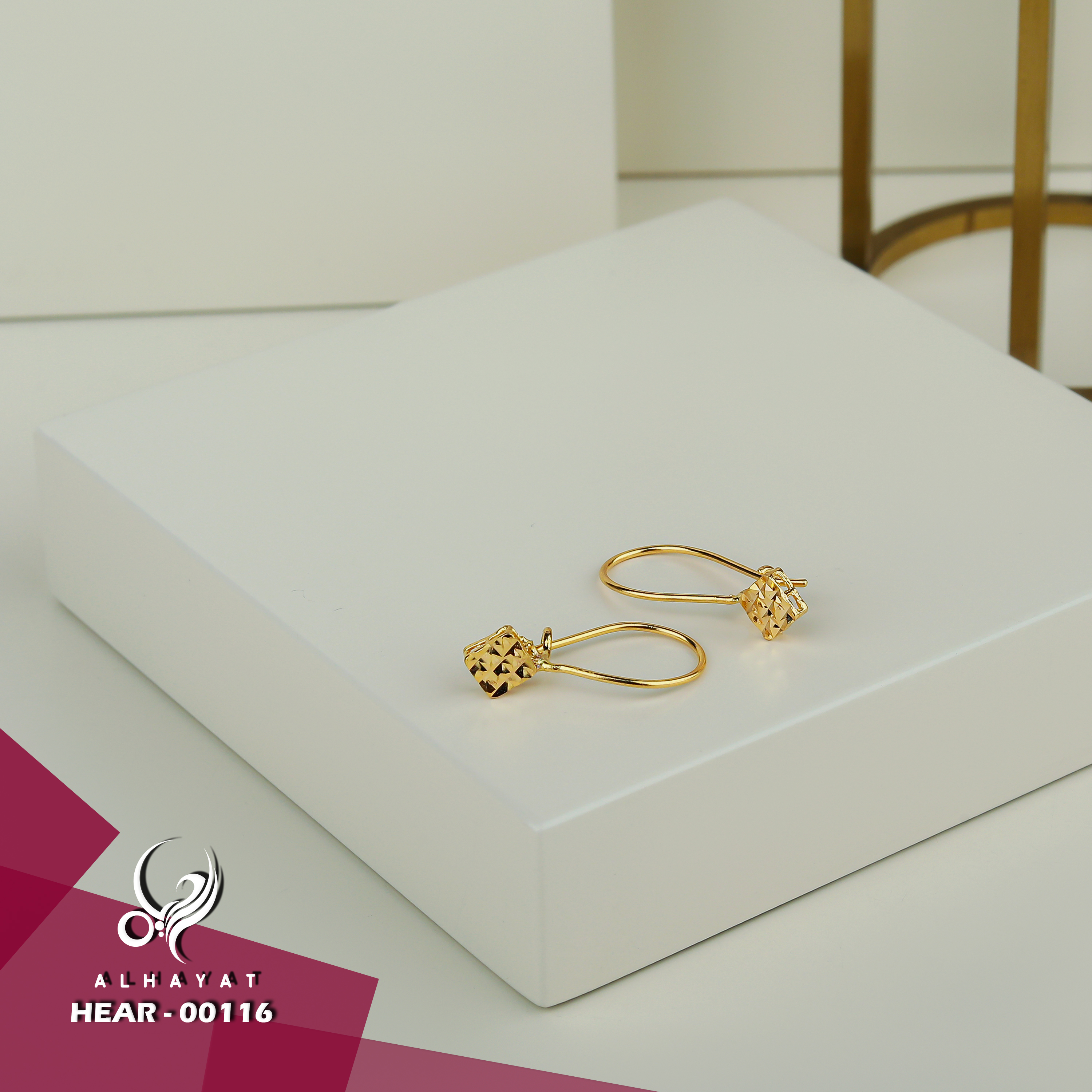 21 karat gold pendant earrings, made in Turkey - (H-0702)